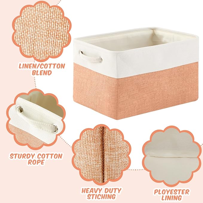 Geiserailie 6 Pcs 15 x 11 x 9.5 Inch Cube Storage Bins Fabric Storage Organizer Bins Foldable Cube Baskets with Sturdy Carry 