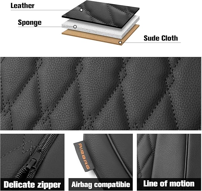 CAROMOP Faux Leather Car Seat Covers Full Set,Luxury and Comfortable Covers for Cars,Split Bench Compatible Car Interior Cove