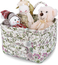 Storage Basket Boho Fabric Large Collapsible Floral Laundry Nursery Hamper Portable Folding Storage for Clothes Toys (Purple)