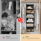 GRANNY SAYS 6 Shelf Hanging Closet Organizers and Storage, Collapsible Closet Hanging Organizer with 2 Sturdy Hooks, Large Ha