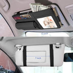 Car Sun Visor Organizer, Visor Organizer Storage Pouch with Picture Frame and Sunglasses Holder, Practical Car Accessory for Organizing Essentials - Black