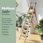 WOA WOA 6 Step Ladder, Folding Ladder with Handrails for High Ceilings, Indoor Tall Ladders with Wide Pedals, Lightweight Alu
