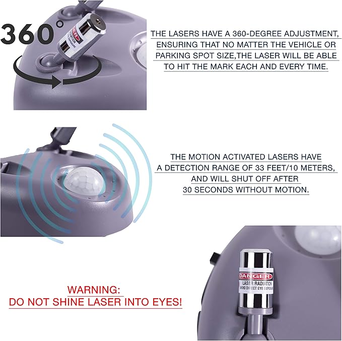 Zento Deals Dual Laser Motion Activated Parking Assistant Park Right Assistance Car Motion LED Light (Pack 1)