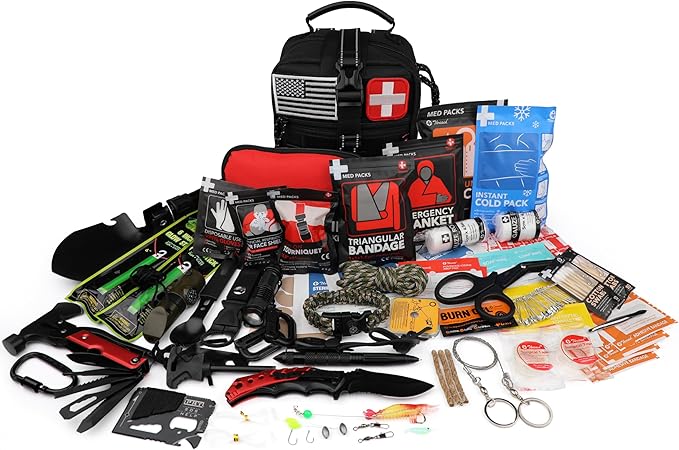 Survival First Aid Kit, 190 Pcs Survival Gear and Medical Supplies, Military IFAK EMT Molle Tactical Pouch for Outdoor, Campi