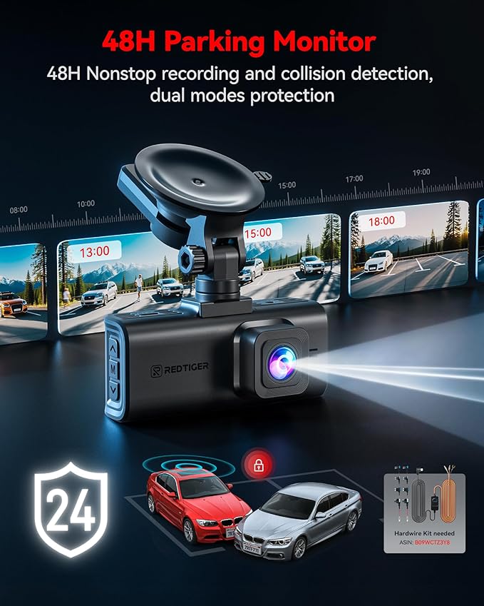 REDTIGER 4K STARVIS 2 Dash Cam Front and Rear, 5GHz WiFi 20MB/s Download, 128GB Card Included, Voice Control, Dash Camera for