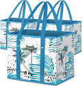 BALEINE 3Pk Reusable Grocery Bags, Foldable Shopping Bags for Groceries with Reinforced Bottom & Handles (Island Breeze)