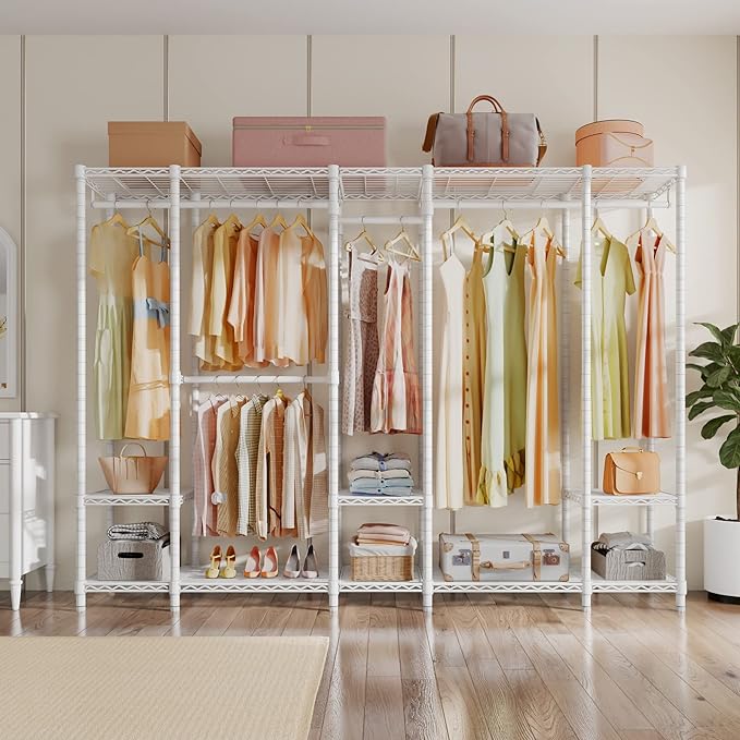 VIPEK V50 White Closet Rack, Extra Large Heavy-Duty Freestanding Wardrobe with Adjustable Shelves for Bedroom, Apartment, Wal