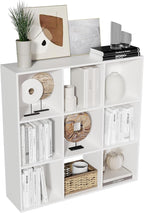 Cube Storage Organizer,Wood Organizer with Open Back,3 Tier Bookcase,Open Bookshelf for Home Office Living Room (White, 9-Cub