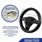 Skechers Memory Foam Steering Wheel Cover,Piping Microfiber Leather Steering Wheel Cover Sporty Universal Fit 14" 1/2-15" Car