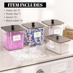 Laundry Pods Storage Container, Clear Laundry Room Organization and Storage,Detergent Powder Container,with Wooden Lids & Lab