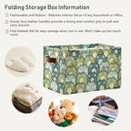 xigua Kawaii Frogs Storage Basket Collapsible Storage Bins Waterproof Canvas Storage Basket with Leather Handles for Home Clo