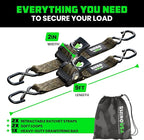Rhino USA x Realtree Retractable Ratchet Straps (2PK) 2"x 9' (1,209lb Break Strength)- Heavy Duty Auto Self Retracting Tie Down Straps for Truck, Cargo Trailer, Motorcycle, ATV, UTV- Realtree APX Camo