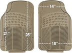 FH Group Automotive Floor Mats Climaproof for All Weather Protection Universal Fit Trimmable Heavy Duty fits Most Cars, SUVs, and Trucks, 2pc Front Set Solid Beige