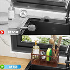Cisily Kitchen Sink Caddy, Sponge Holder for Kitchen Sink, Kitchen Sink Organzier and Storage with High Brush Holder, Rustpro