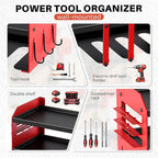 Power Tool Organizer Wall Mount - 120Lbs Load 3 Layers Storage Rack 4 Drill Holders for Drills Cordless Heavy Duty lron Garag