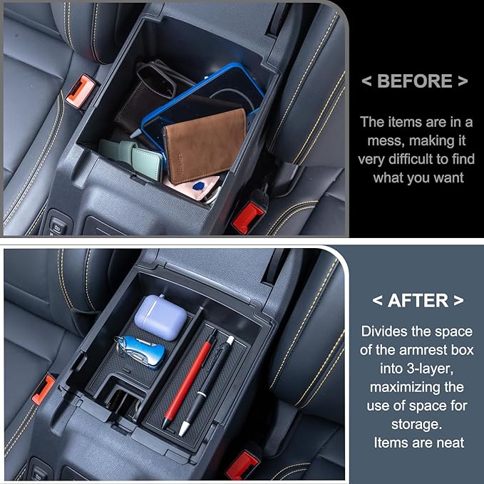 TOPINSTALL 2-Layer Trays Compatible with 2025 2026 Ford Bronco 4 Doors Automatic Transmission ONLY, Full Size Bronco Center Console Organizer (Not for Manual Transmission & 2 Doors & Bronco Sport)