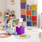Sorbus 11 Inch Fabric Storage Cubes - Sturdy Collapsible Bins With Handle - 6 Foldable Baskets for Organizing Clothes, Toys, 