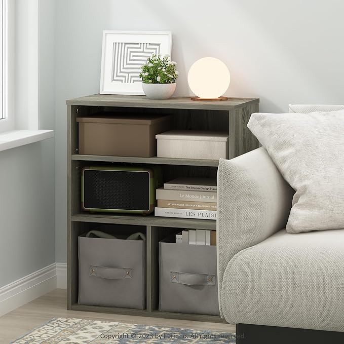 Furinno PASIR Book Shelf, 3-Tier Display Bookshelf, Bookcase, 11.8 x 23.6 x 28.1, for Living Room, Bedroom, Home Office, Fren