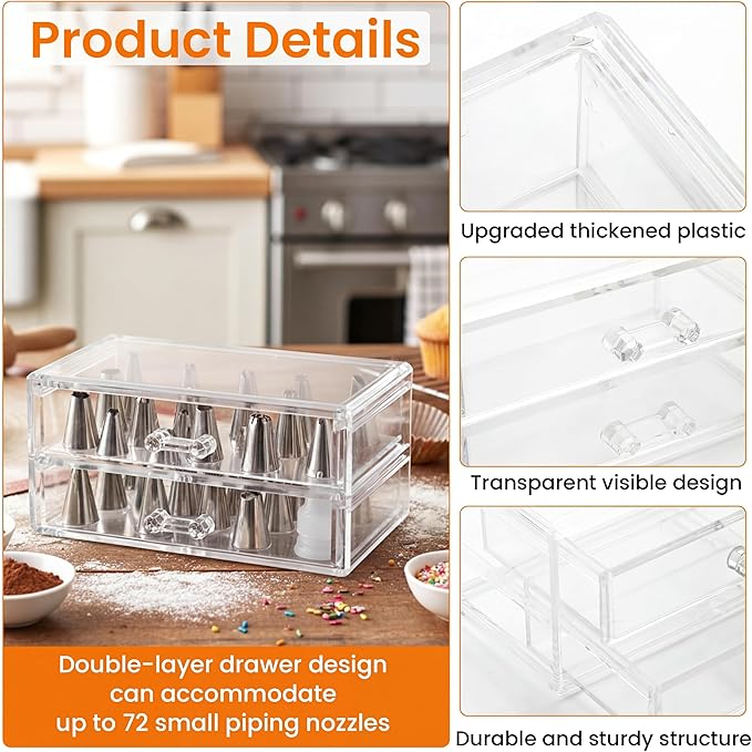 Acrylic Makeup Organizer 2 Drawer Transparent Makeup Storage Box with DIY Flower Nails Tips Jewelry Cosmetic Organizer Dustpr