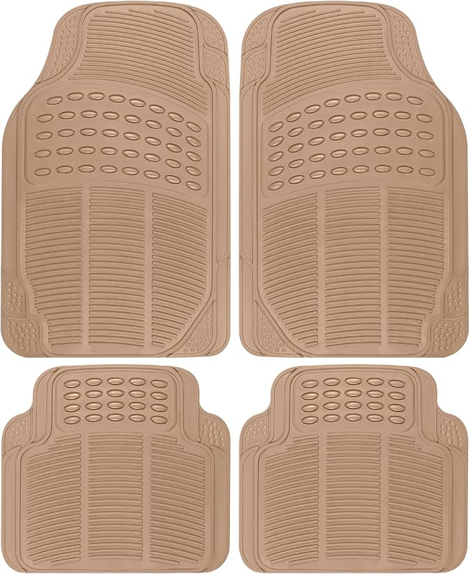 Heavy Duty 4pc Front & Rear Rubber Floor Mats for Car SUV Van & Truck-All Weather Protection Universal Fit