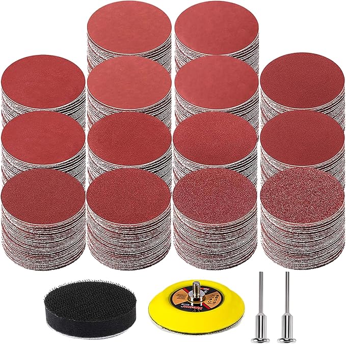 320PCS 3 Inch Sanding Discs, MAPRIAL Headlight Restoration Kit 40-2000 Grit Assortment Hook and Loop Sandpaper with 1/8”Shank Backer Plate, Sanding Pad for Drill Tools Attachment, Woodworking, Metal