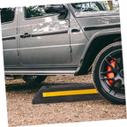Happyyami Heavy Duty Rubber Parking Curb with Reflective Film Garage Car Stopper Compact Anti-Cracking Wheel Guide for Indoor Outdoor Parking Aids