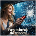 Car Window Breaker & Seatbelt Cutter, Japan-Seki Vacuum Heat-Treated Stainless Steel Spring Loaded Safety Hammer, Underwater 