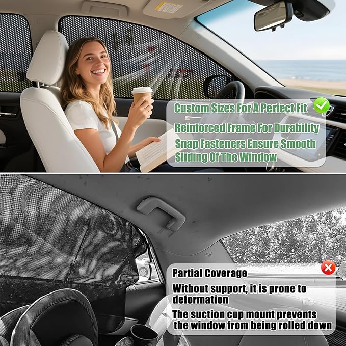 ZATOOTO Car Window Shades for Toyota RAV4 2019-2024, 4 Pack RAV4 Sun Shade Side Window, Breathable Mesh Car Window Screen for Camping Napping Baby UV Protection