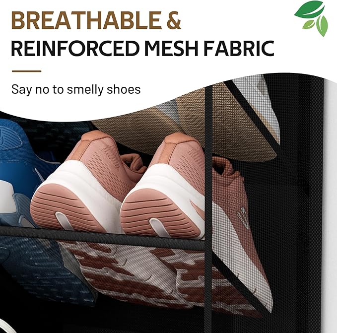 MISSLO 30 Pairs Over the Door Shoe Organizer Breathable Mesh Hanging Shoe Rack for Closet Storage with Wide Deep Pockets 10 T