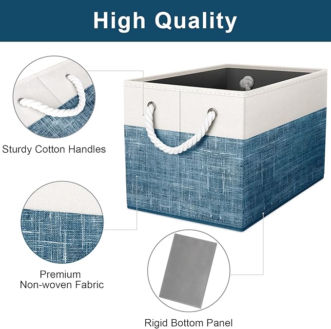 Fab totes Storage Bins [2-Pack], Foldable Storage Baskets for Organizing Toys, Books, Shelves, Closet, Large Storage Box with