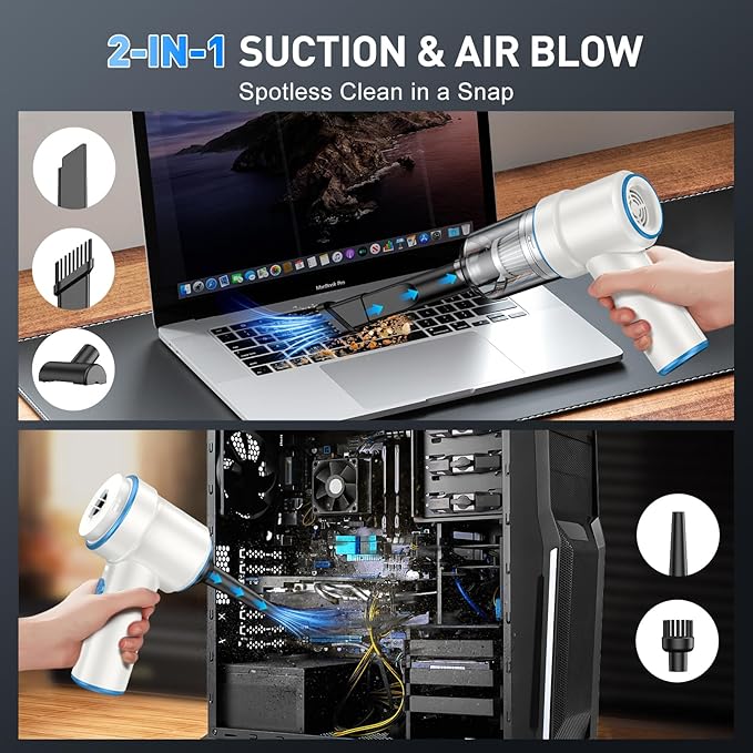 KMM Handheld Car Vacuum Cleaner, 9000PA Vacuum Cleaner & Air Duster, 120W High Power Vacuum Portable Cordless, Hand Held Vacu