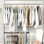 STORAGE MANIAC Hanging Closet Rod, Adjustable Width and Height Closet Hanging Organizer, Space-Saving Clothes Hanging Bar, Cl