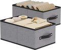 Foldable Clothing Storage Baskets, 16.1 × 9.8 × 6.5 Inch Drawer Organizers with Handles, Storage Bins for Shelves, Gray, Larg