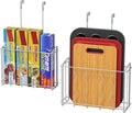 Simple Houseware Over the Cabinet Door Organizer Holder 2 Pack 13.5" Wx4.25 Dx18.5 H and 12.5" Wx3.6 Dx18.5 H Silver