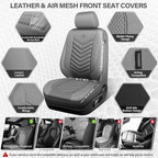 CAR PASS 3D Foam Mesh Leather Car Seat Covers Front Seats, Grey Breathable Front Seat Cover for Cars, Comfortable Universal F