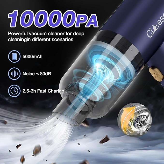 Car Vacuum Portable 4 in 1 Vacuum Cleaner 12000Pa Mini Handheld Vacuum Cordless Rechargeable 120W High Power Vacuum Cleaner &