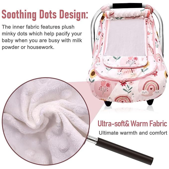 Waterproof Baby Car Seat Cover，YVMVDV Patented Cold Weather Carseat Cover for Babies,Infant Car Seat Cover Canopy for Boy Gir