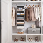 StorageWorks 5-Shelf Hanging Shelves for Closet, Foldable Hanging Closet Organizers with 2 Side Pockets, Portable Clothes Org