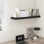 48 Inch Black Floating Shelf | 12 Inch Deep Floating Shelves Set of 1 | 48" D x 12" D Rustic Wood Shelves for Wall | Deep Bla