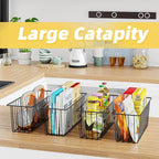 Simple Trending 6 Pack Wire Basket Wall Mount Baskets Hanging Baskets, Cabinets Organizer and Storage with Hooks for Kitchen,