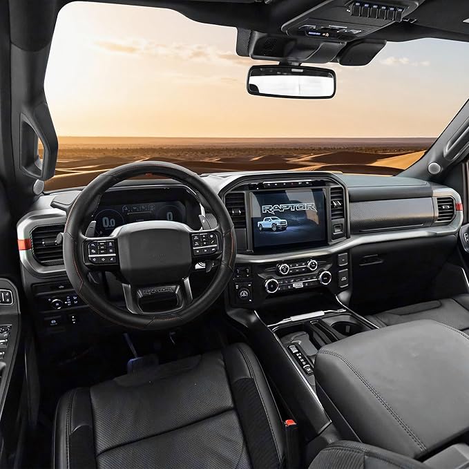 West Llama Car Steering Wheel Cover for Ford F-150(1997-2026), F-250(1997-2026), F-350, 15.5-16 inches, Black + Yellow Line