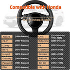 NBTEPEM Customized Auto Car Steering Wheel Cover for Honda Accord, Civic, CR-V, HR-V, Pilot, Microfiber Leather Sport Steerin