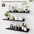 Axeman Picture Ledge Shelf | 24 Inch Black Floating Shelves Set of 3 | Rustic Wood Wall Shelves with Lip | 24" Black Picture 