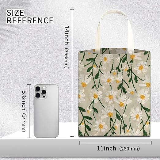 Car Trash Can, Hanging Garbage Bin for Men and Women, Cute Car Organizer and Storage Bag, Canvas Vehicle Trash Can Bag Easy-to-Install Cute White Floral