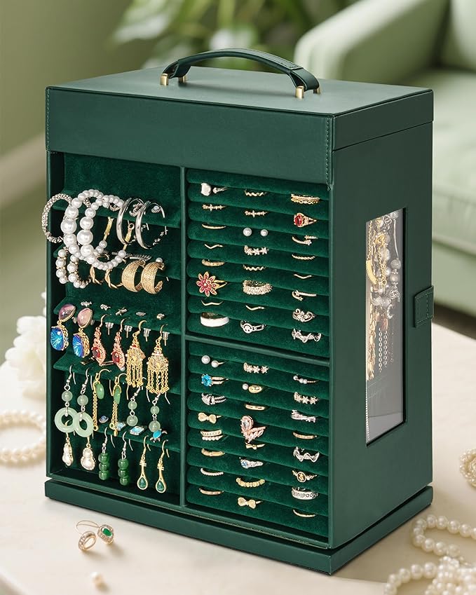 AKOZLIN 360° Rotating Jewelry Box 6-Tier Organizer Functional Jewelry Storage Case for Women Girls Ring Necklace Earring Brac