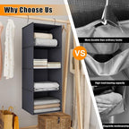 Hanging Closet Organizer, Easy Mount Foldable 4-Shelf Hanging Closet Wardrobe Storage Shelves, Clothes Handbag Shoes Accessor