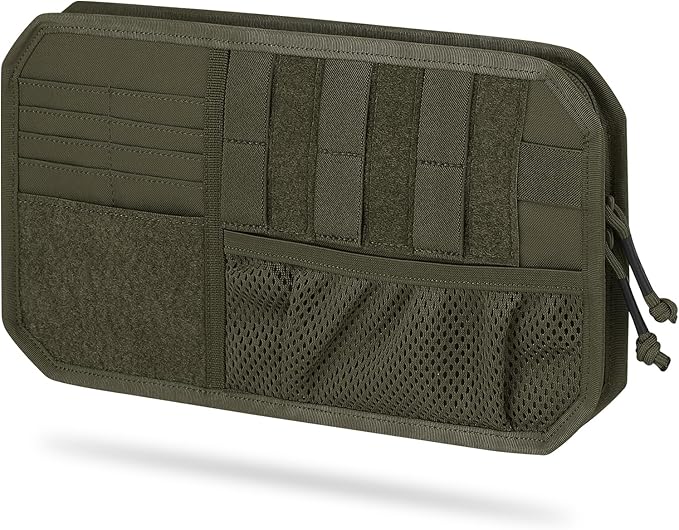 Car Sun Visor Organizer, Tactical Sunvisor Organizers Storage Covers for Trucks, Molle Panel with Pockets Zipper Visor Storage Pouch Accessories, Fits Most Vehicles, SUVs & Jeeps (RG)