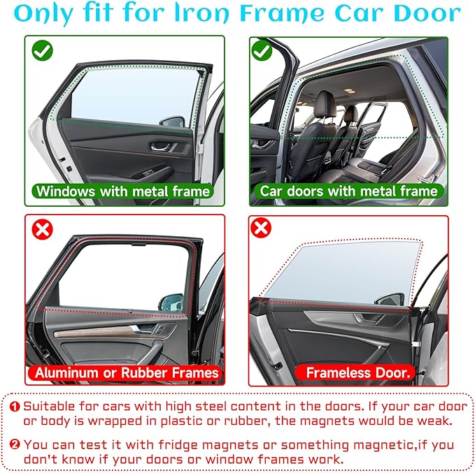 Car Window Shades, 2 Packs Magnetic Car Sun Shades for Baby, 2 Layers for Blackout/See Through Options Stars Pattern Side Window Curtain for Kids Heat/UV Blocker
