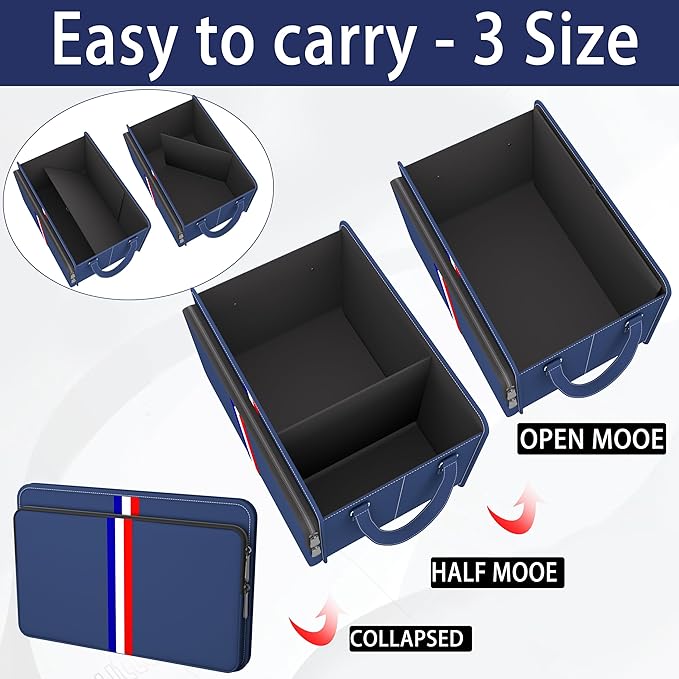 Homeve Trunk Organizer for Car, Waterproof Collapsible 3 Compartments Car Organizer, Foldable Storage for Car Accessories, Too