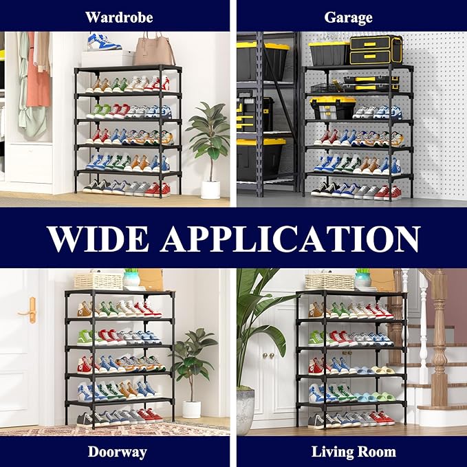 Kitsure Shoe Rack - Non-Woven Shoe Rack Shelf, Shoe Organizer for Closet, Entryway, Garage & Corridor, Stackable Shoe Shelves